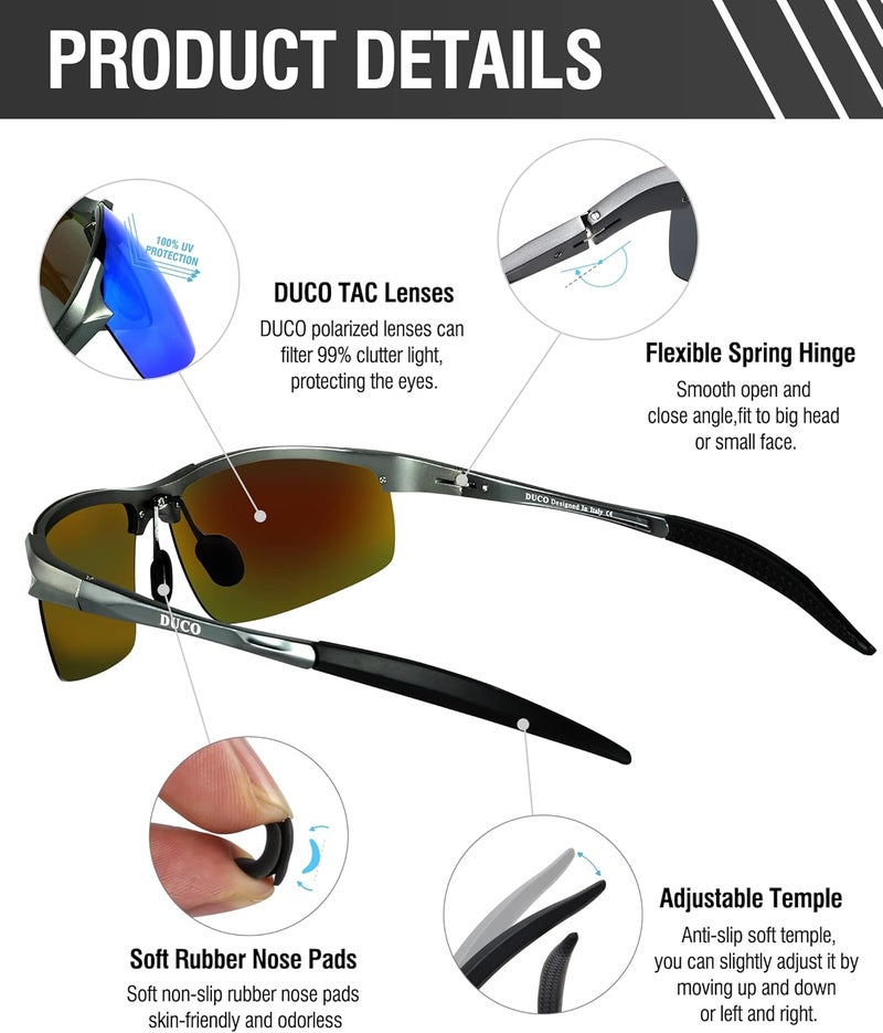 Duco KSA standard compatible design Polarized Sunglasses Mens Sun Glasses Sports Eyewear Fishing Golf Driving UV400 Protection 8177S Cross-material combo compatible - Image 4