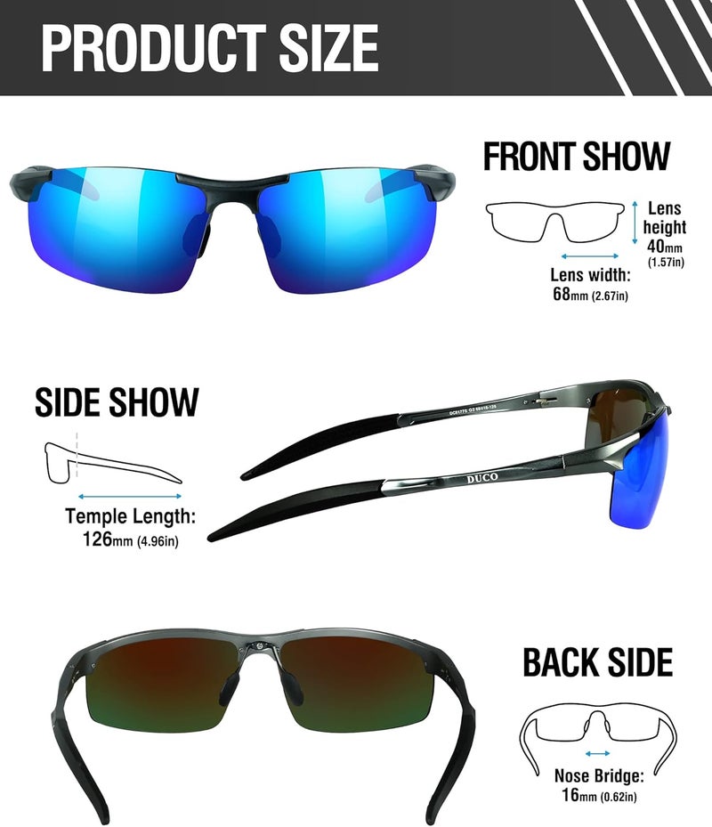 Duco KSA standard compatible design Polarized Sunglasses Mens Sun Glasses Sports Eyewear Fishing Golf Driving UV400 Protection 8177S Cross-material combo compatible - Image 3