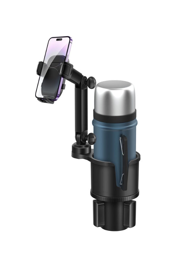 Car Cup-Holder Phone Mount with Long Arm – Expandable Base for 10–32oz Bottles, Adjustable 2-in-1 Cell Phone Holder, Fits All Smartphones, Black - Image 1