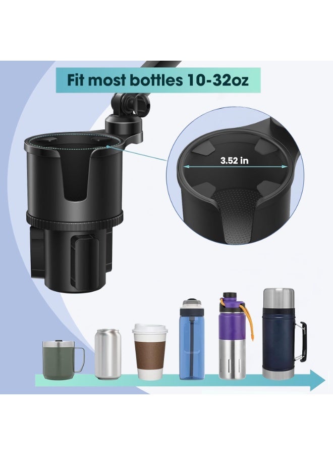 Car Cup-Holder Phone Mount with Long Arm – Expandable Base for 10–32oz Bottles, Adjustable 2-in-1 Cell Phone Holder, Fits All Smartphones, Black - Image 3