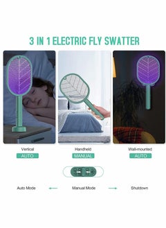 KASTWAVE Electric Fly Swatter Handheld/Standing/Wall Mounted Mosquito Killer with Base Smart Home Use USB Rechargeable LED Light 3 Layer Safety Mesh Fruit Fly Insect Trap Racket for Indoor Camping Outdoor  - Image 3
