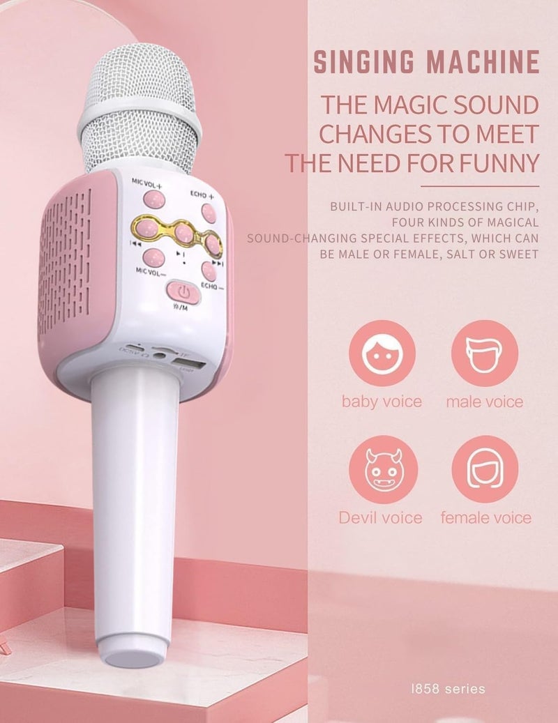 VRJTEC Kids Wireless Karaoke Microphone | Bluetooth Singing Mic with Built-in Speaker, Echo, Rechargeable & Portable Handheld Toy Mic for Boys & Girls Home Party Fun - Image 4