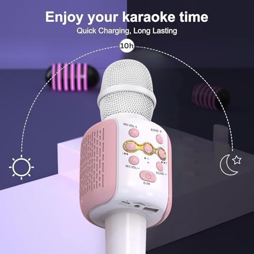 VRJTEC Kids Wireless Karaoke Microphone | Bluetooth Singing Mic with Built-in Speaker, Echo, Rechargeable & Portable Handheld Toy Mic for Boys & Girls Home Party Fun - Image 5