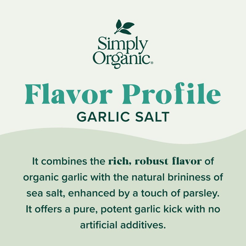 Simply Organic Garlic Salt, 4.7 Ounce Bottle, Perfect Blend of Salt, Garlic and Parsley for any Savory Dish - Image 3