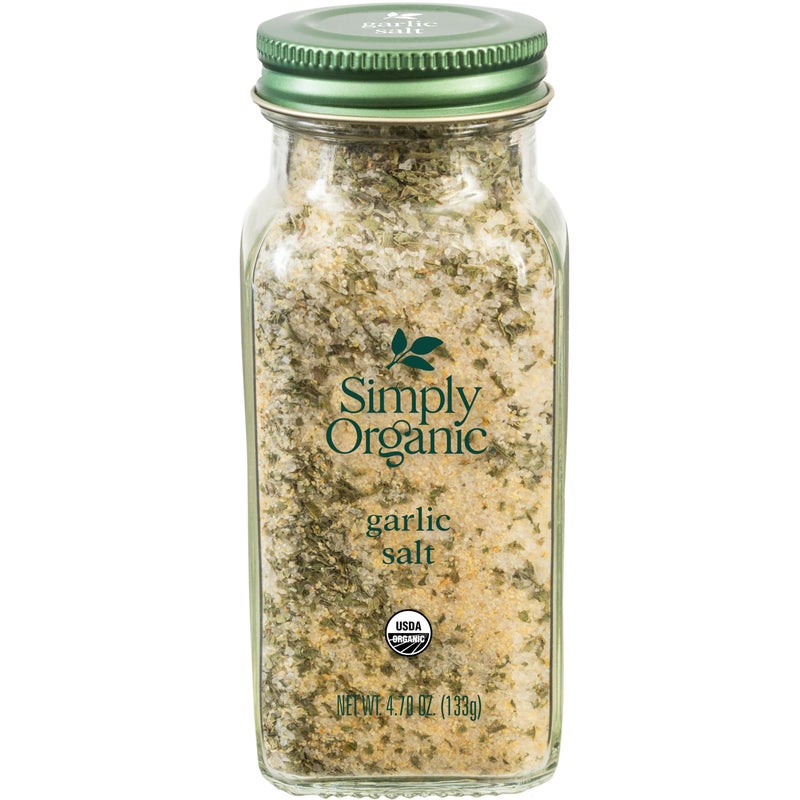 Simply Organic Garlic Salt, 4.7 Ounce Bottle, Perfect Blend of Salt, Garlic and Parsley for any Savory Dish - Image 1