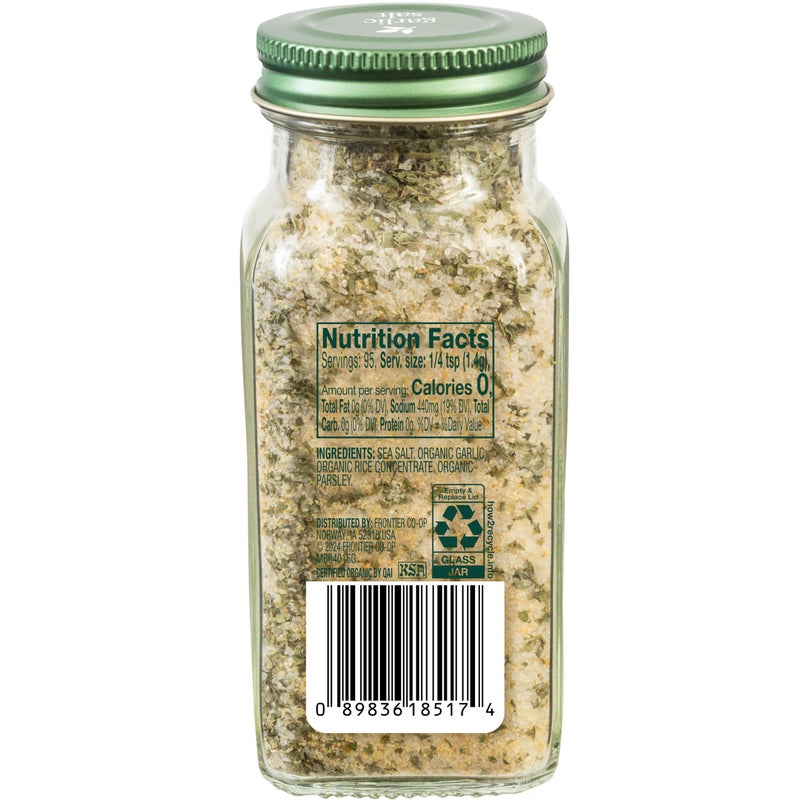 Simply Organic Garlic Salt, 4.7 Ounce Bottle, Perfect Blend of Salt, Garlic and Parsley for any Savory Dish - Image 2