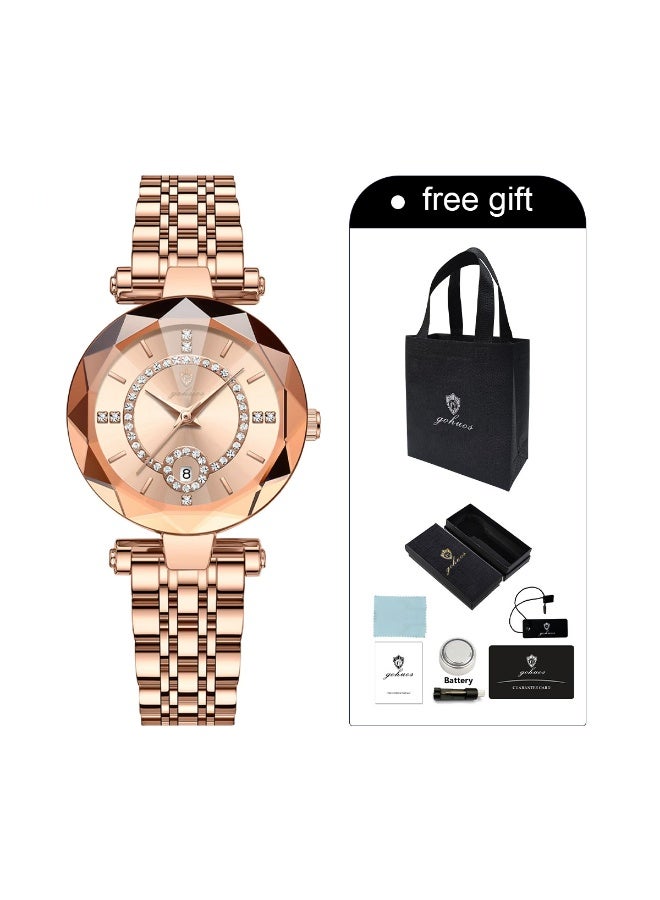 GOHUOS Women's Watch, Quartz Stainless Steel Waterproof Analog Business Luxury Ladies Wrist Watch - 30mm - Image 2