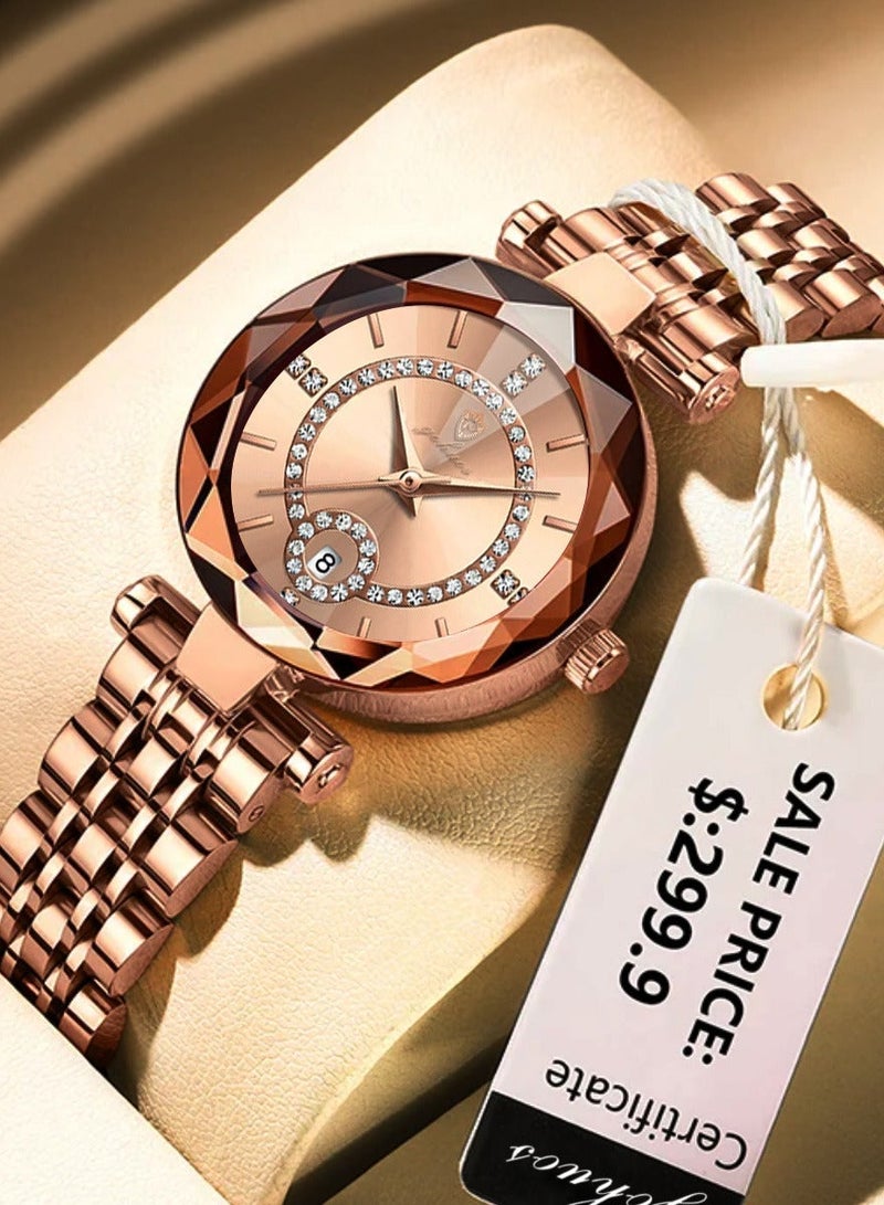 GOHUOS Women's Watch, Quartz Stainless Steel Waterproof Analog Business Luxury Ladies Wrist Watch - 30mm - Image 3