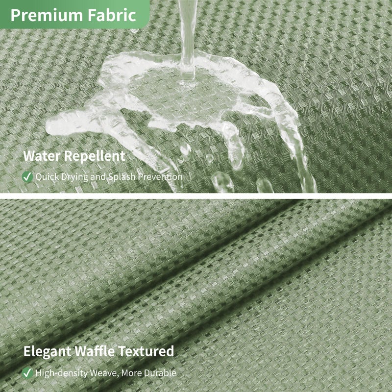eachope No Hook Waffle Weave Shower Curtain with Snap-in Fabric Liner Set,Sage Green Shower Curtains for Bathroom with See Through Top Window,Water Repellent & Washable,71Wx74H - Image 3