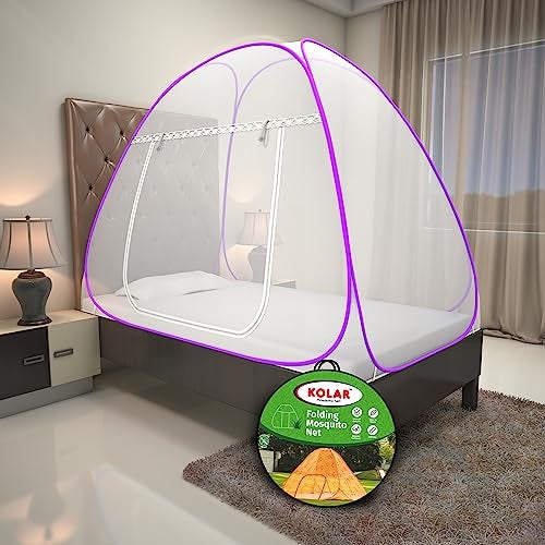 Kolar Mosquito Net for Single Bed, 6 Feet x 4 Feet Premium Single Bed Machardani, Strong and Durable, Tent Type, Foldable, Corrosion Resistant, Purple Color - Image 1