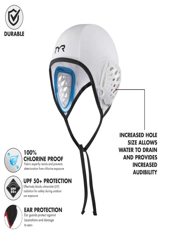 TYR Destroyer Water Polo Field Single Cap Swim Cap (White-Black) - Image 4