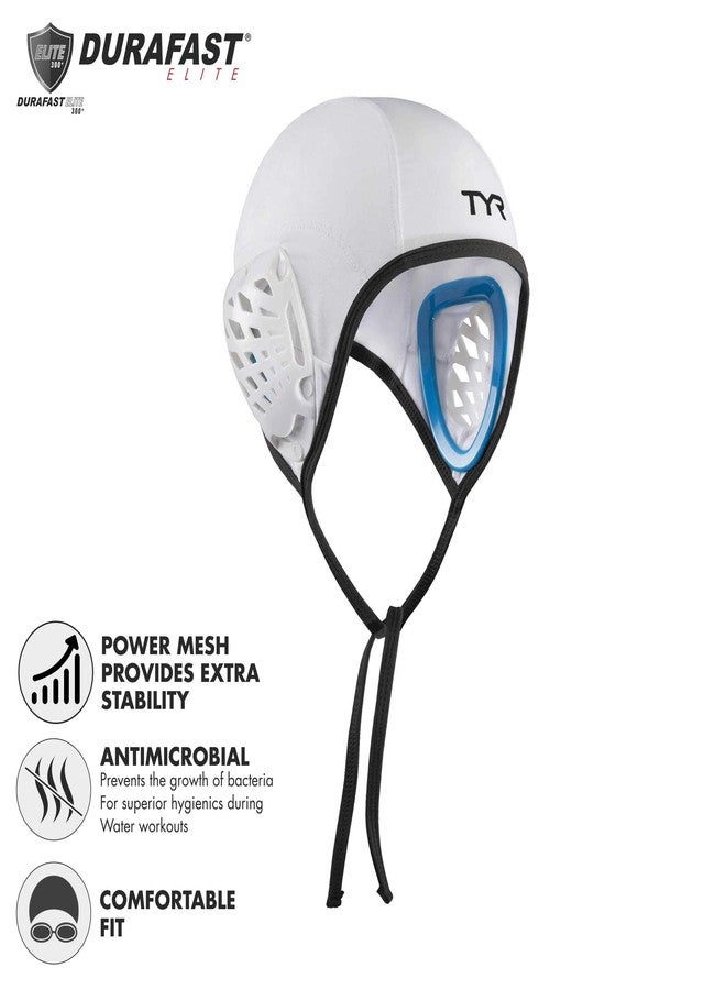 TYR Destroyer Water Polo Field Single Cap Swim Cap (White-Black) - Image 3