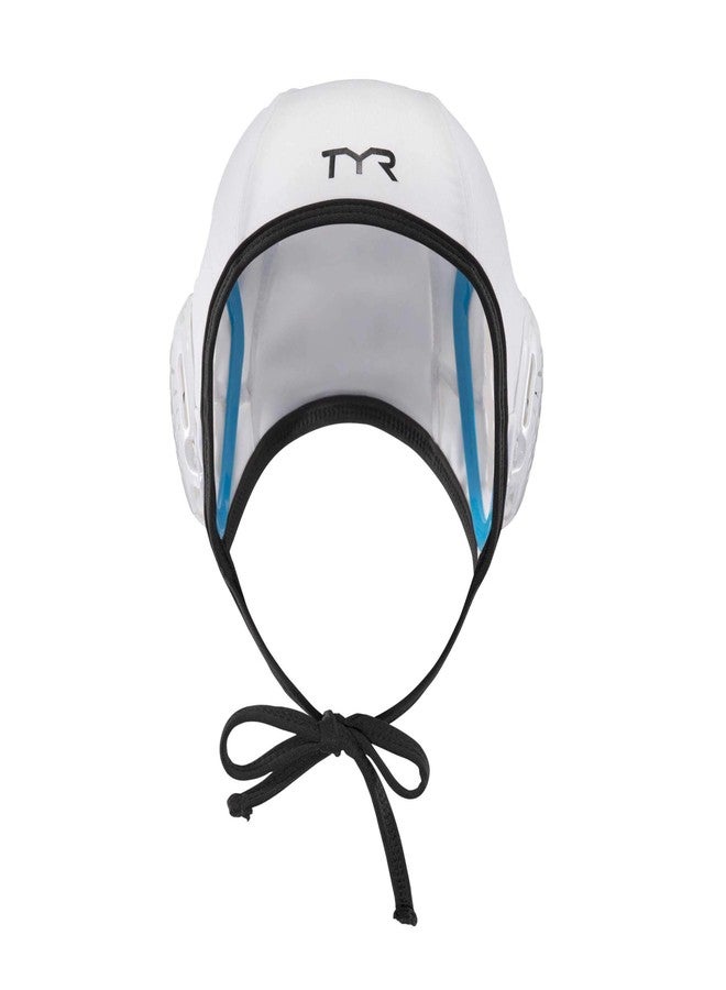 TYR Destroyer Water Polo Field Single Cap Swim Cap (White-Black) - Image 1