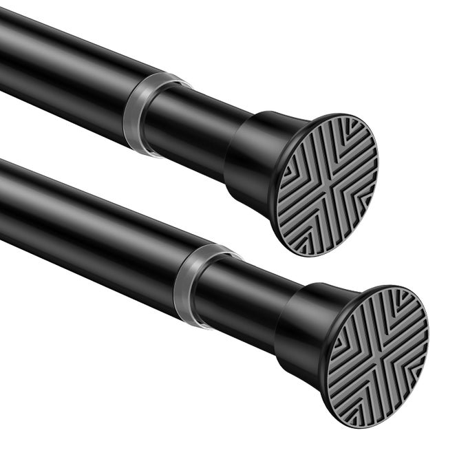 2PACK TENSION ROD 2448INCH BLACK CURTAIN RODS FOR WINDOWS SPRING ADJUSTABLE CURTAIN RODS NO DRILLING TENSION CURTAIN RODS FOR WINDOWDOORWAYCLOSETS