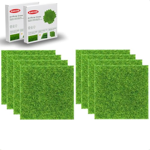 KAEZDD 8 Packs 6 X 6 Inch Fake Grass Decor for Crafts, Artificial Grass for Miniature Ornament Projects, Model Turf Grass for DIY Fairy Garden Accessories and Decor Kit - Image 1
