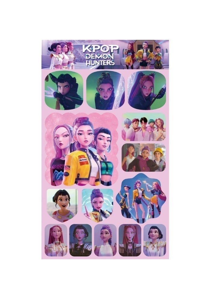 12 Sheets/Set KPop Demon Hunters Stickers and 50 Cps Laser Flash Card for Journal Handbook Anime Collection - Image 5