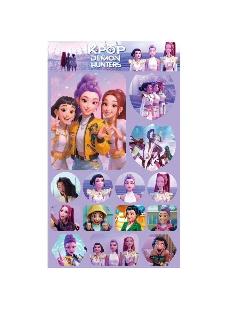 12 Sheets/Set KPop Demon Hunters Stickers and 50 Cps Laser Flash Card for Journal Handbook Anime Collection - Image 4