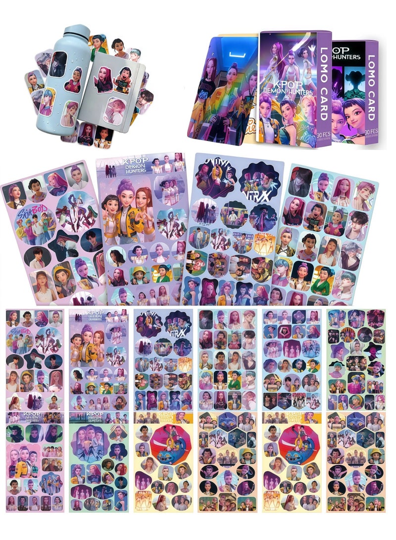 12 Sheets/Set KPop Demon Hunters Stickers and 50 Cps Laser Flash Card for Journal Handbook Anime Collection - Image 1