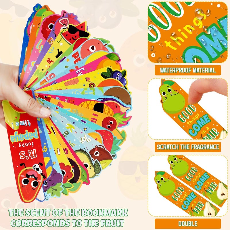 Fainne 250 Pcs Scented Bookmarks Kids Bulk Scratch and Sniff Bookmarks Fun Fruit Food Scented Bookmarks Assorted Scented Bookmarks Educational Bookmark for Students Teens Reader 25 Styles, 25 Scents - Image 3