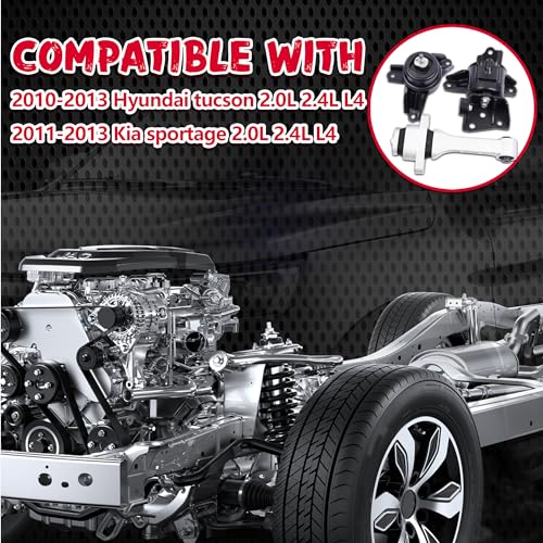 QRYIPPDM Engine Motor & Transmission Mount Compatible with Fits 2010-2013 Hyundai Tucson&2011-2013 Kia Sportage 2.0L 2.4L AUTO OE: A71048 A71021 A71009 - Image 3