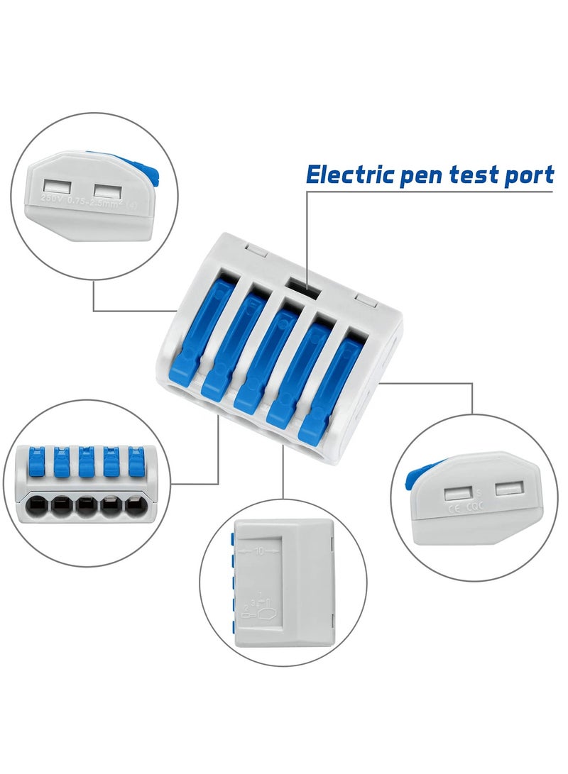 KASTWAVE 141Pcs Lever Wire Connectors, Compact Splicing Conductor Connector for Solid Stranded Flexible Wires 28-12 AWG Blue  - Image 2