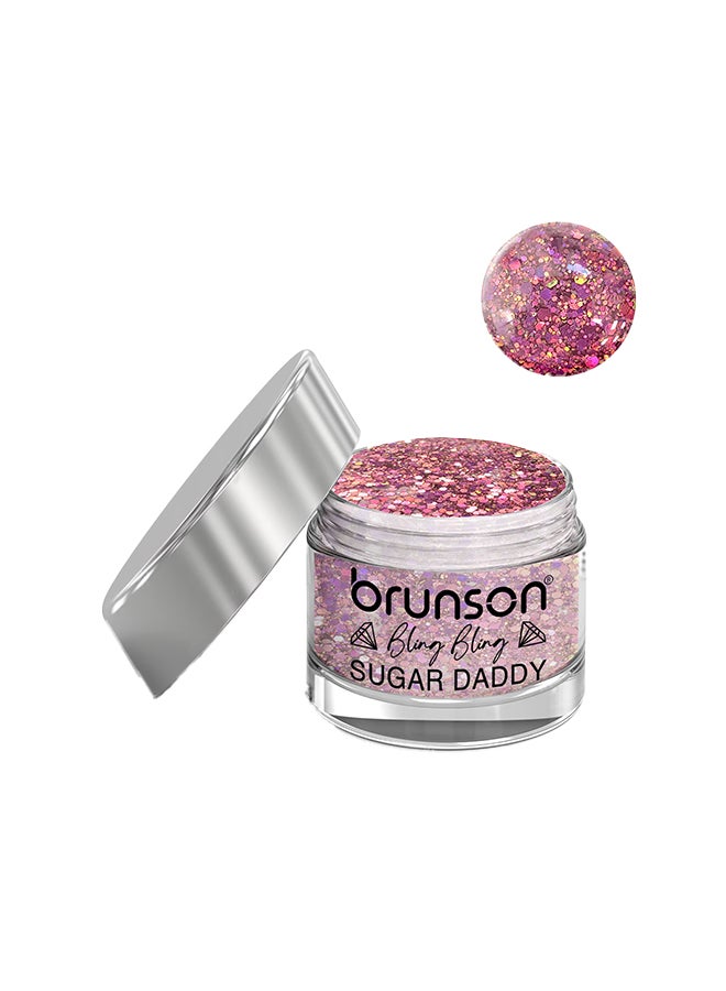 brunson Acrylic Nail Powder DIP And Buff System, Sugar Daddy Glittered 30ml BDBS19
