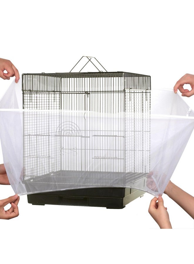 Sibba Sibba Bird Cage Seed Catcher Airy Gauze Guard Catcher Parrot Nylon Mesh Net Cover Soft Universal Birdcage Elastic Cage Net Stretchy Skirt Accessories Net Covers Pet Supplies (White)  - Image 5