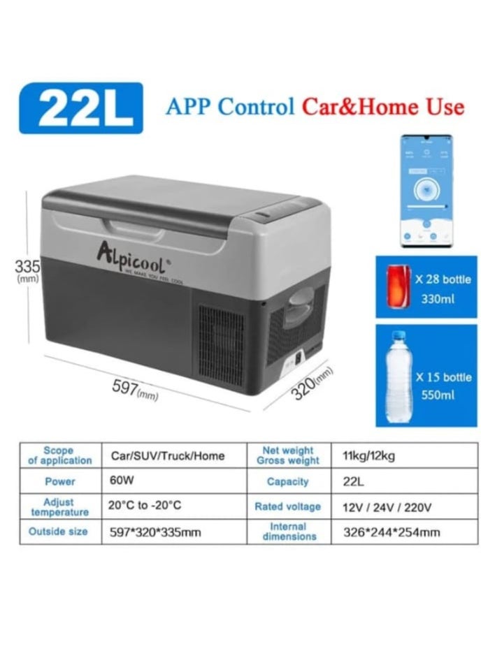 22 Liter Car Refrigerator And Freezer With Compressor Cooling System Bluetooth Controller And App Connectivity For Ice Box And Auto Refrigeration - pzsku/ZF7ED0BFC33331DAAFF69Z/45/_/1733568719/03898ed5-eb24-4212-9594-9ddd907f9afe