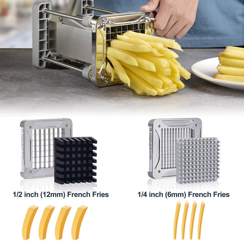 Sopito French Fry Cutter, Sopito Professional Potato Cutter Stainless Steel with 1/2-Inch and 1/4-Inch Blade Great for Potatoes Carrots Cucumbers  - Image 5