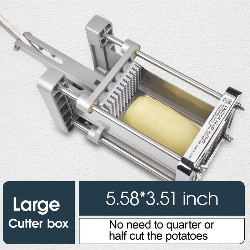 Sopito French Fry Cutter, Sopito Professional Potato Cutter Stainless Steel with 1/2-Inch and 1/4-Inch Blade Great for Potatoes Carrots Cucumbers  - Image 2
