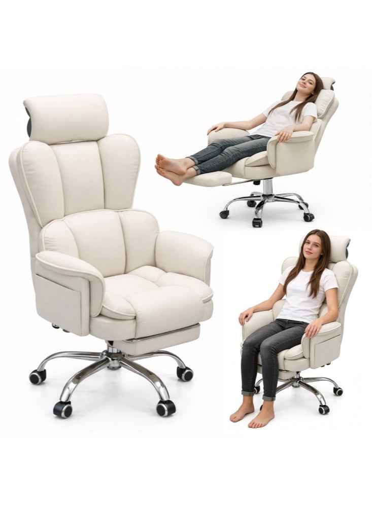 GGEROU Ergonomic Office Chair with Adjustable Height, Comfortable Computer Desk Chairs, Task Chair for Study, Gaming and Long Sitting White - Image 1