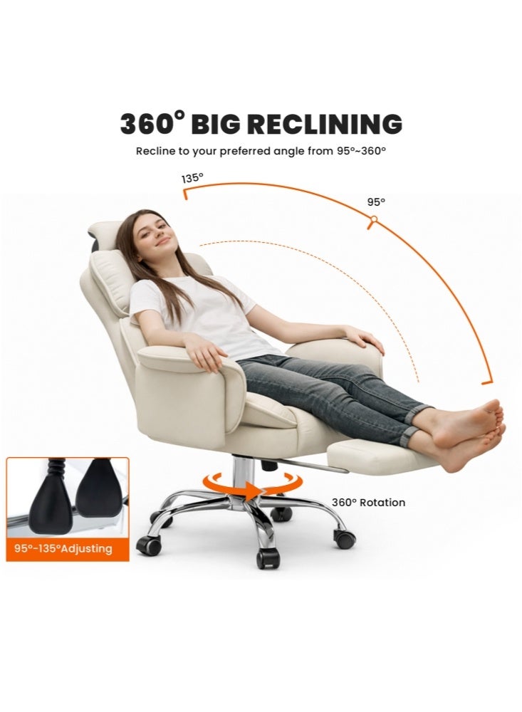 GGEROU Ergonomic Office Chair with Adjustable Height, Comfortable Computer Desk Chairs, Task Chair for Study, Gaming and Long Sitting White - Image 3