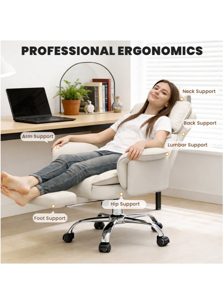 GGEROU Ergonomic Office Chair with Adjustable Height, Comfortable Computer Desk Chairs, Task Chair for Study, Gaming and Long Sitting White - Image 4