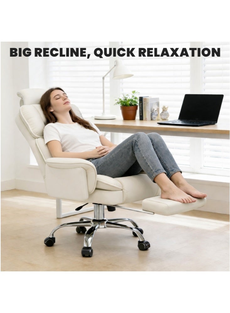 GGEROU Ergonomic Office Chair with Adjustable Height, Comfortable Computer Desk Chairs, Task Chair for Study, Gaming and Long Sitting White - Image 5