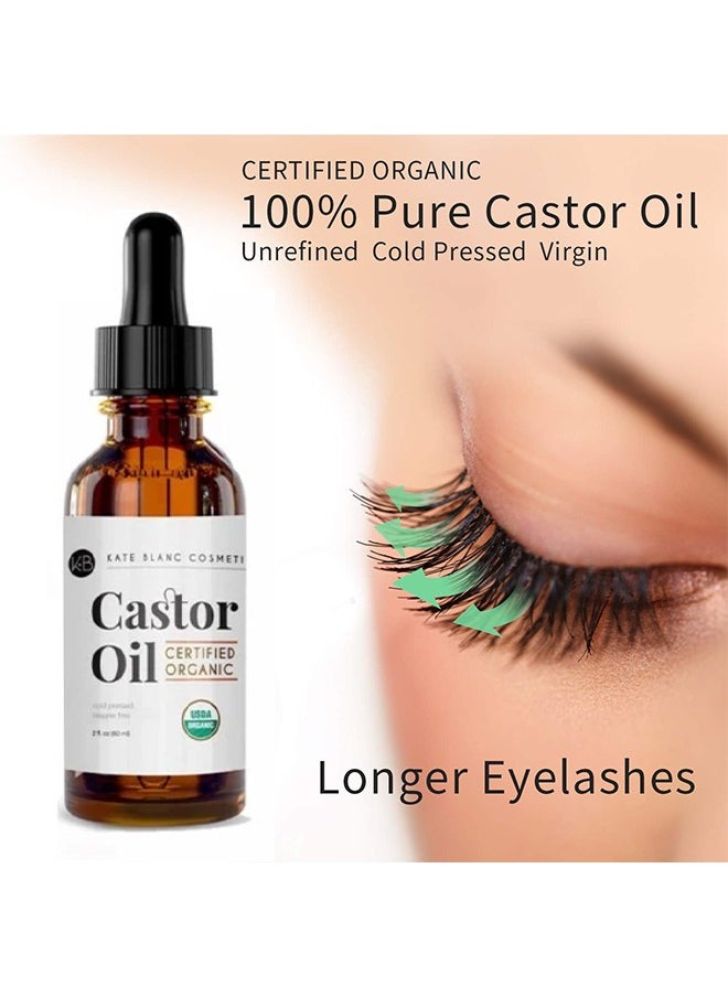 Kate Blanc - Castor Oil USDA Certified Organic for Eyelashes, Eyebrows and Hair 2oz - Image 1