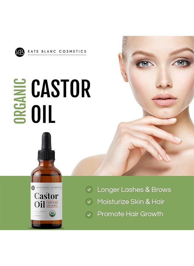 Kate Blanc - Castor Oil USDA Certified Organic for Eyelashes, Eyebrows and Hair 2oz - Image 1
