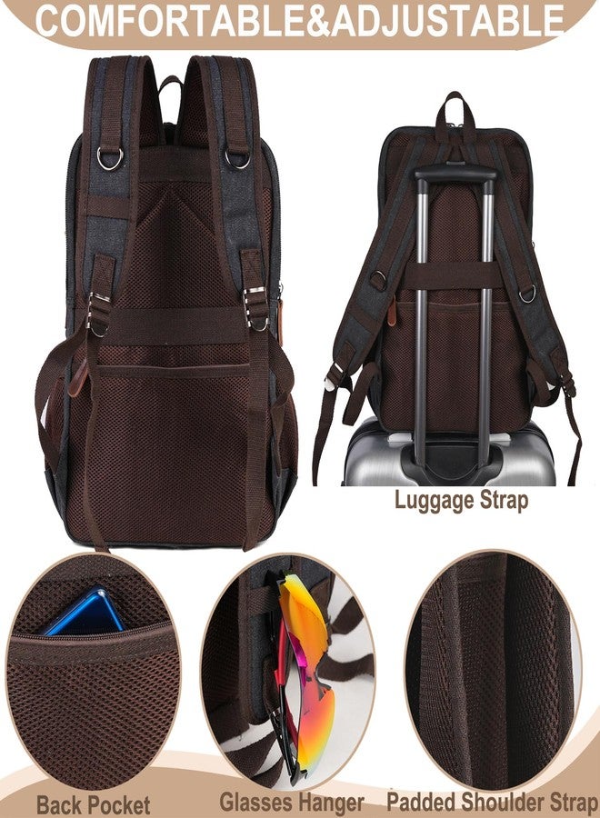 CROCOD Canvas Vintage Laptop Backpack for Women Men, College Bookbag Fits 15.6 Inch Laptop (Black-Upgrade) - Image 5