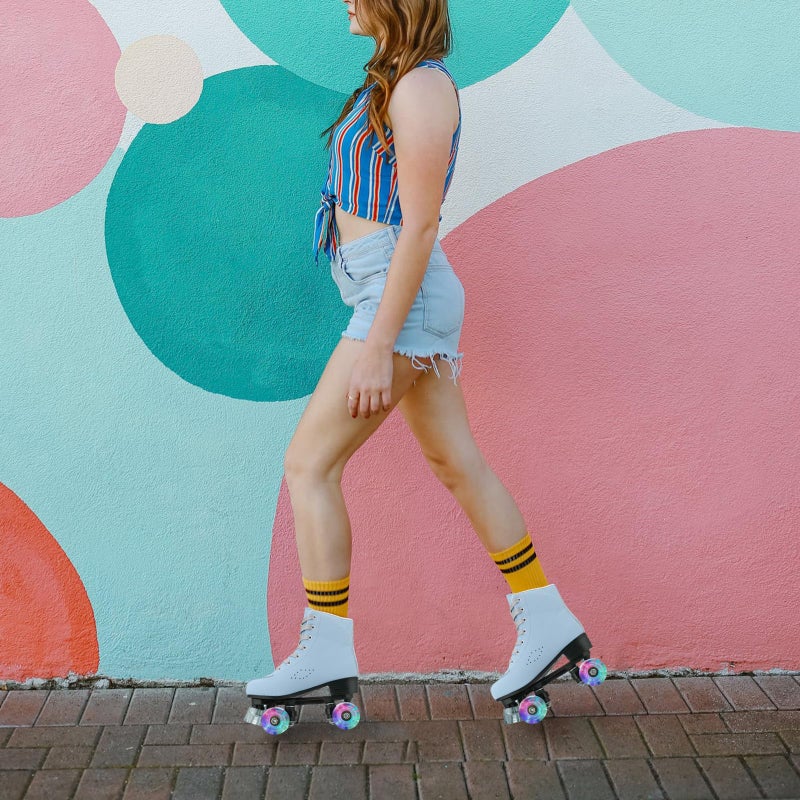 XUDREZ Women's SkyBlue Frosted Material Classic High-top Roller Skates for Beginner, Indoor Outdoor Use (US: 9) - Image 5