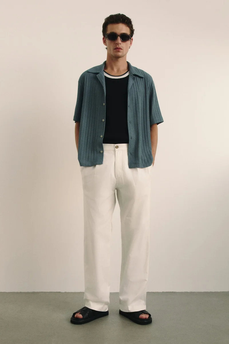 H&M Loose Fit Rib-knit resort shirt