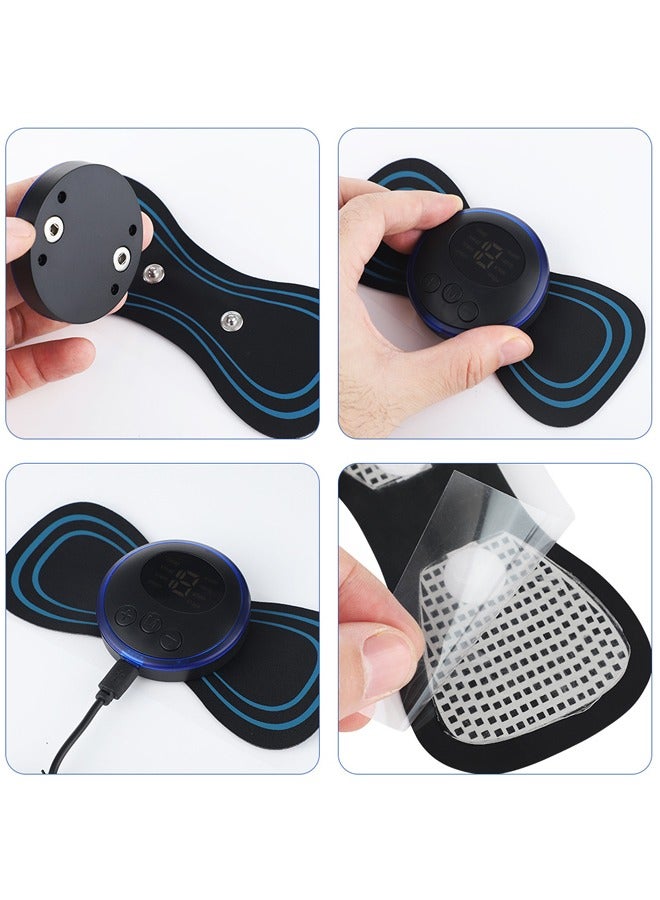 Loquat 5 Pcs Microcurrent EMS Mini Massage Device - EMS Bioelectric Acupoints Massager Lymphatic Drainage Massage Pad Cordless Portable Mini Electric EMS Neck Massager for Pain Relief - Image 3