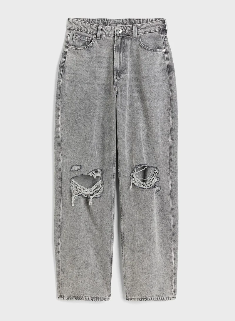 H&M 90s Baggy High Ripped Jeans