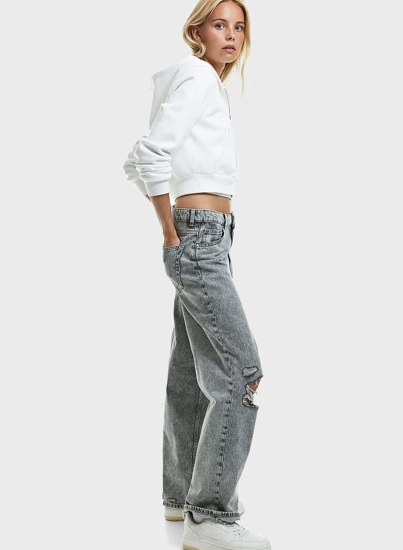 H&M 90s Baggy High Ripped Jeans