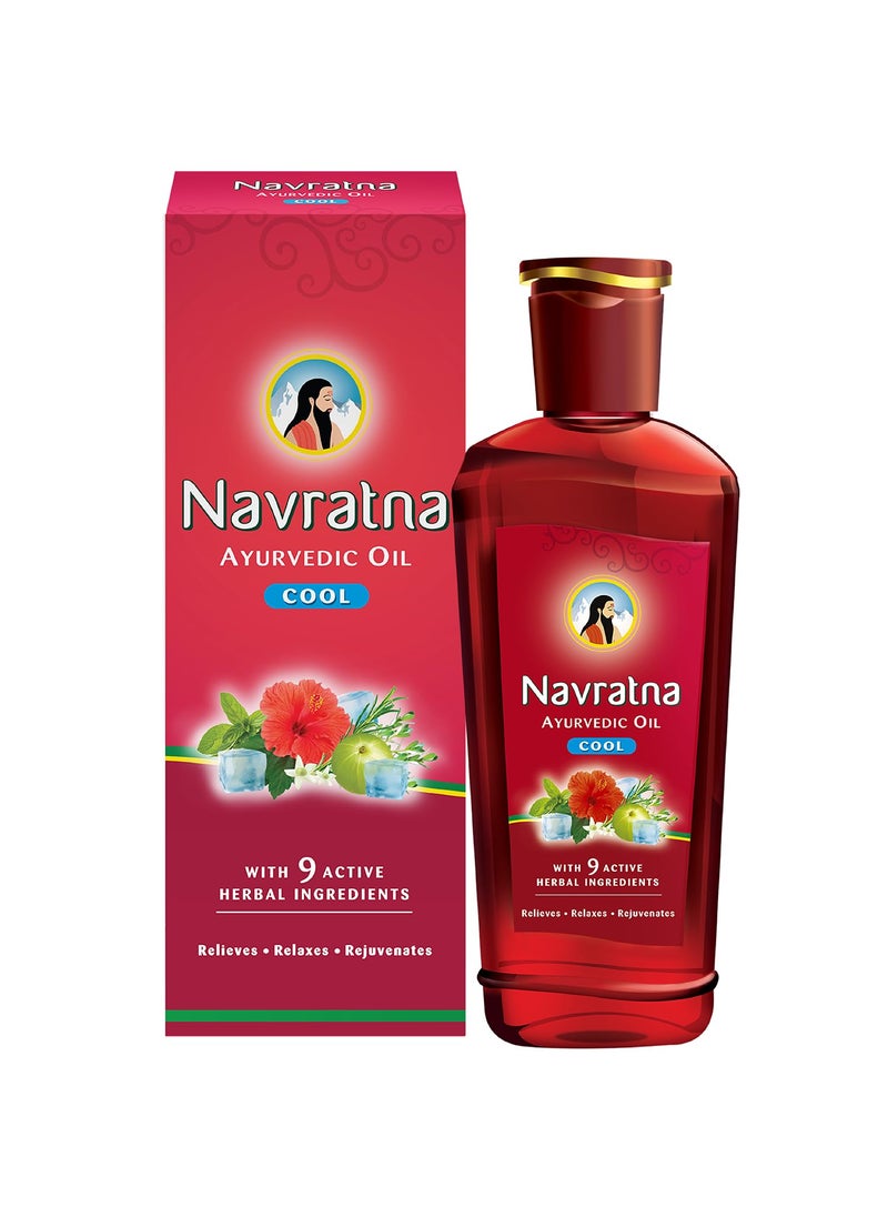 Navratna Ayurvedic Cool Oil | with 9 Active Herbal Ingredients | Relaxing Head Massage Oil | Quick Relief from Headache & Body Ache | 10.14 Fl Oz/300ml 