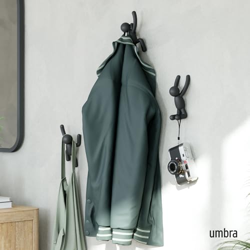 Umbra Plastic Black Wall Mounted Decorative Buddy Wall Hooks for Hanging Coat, Scarves, Bags, Purses , Set of 3 - Image 2