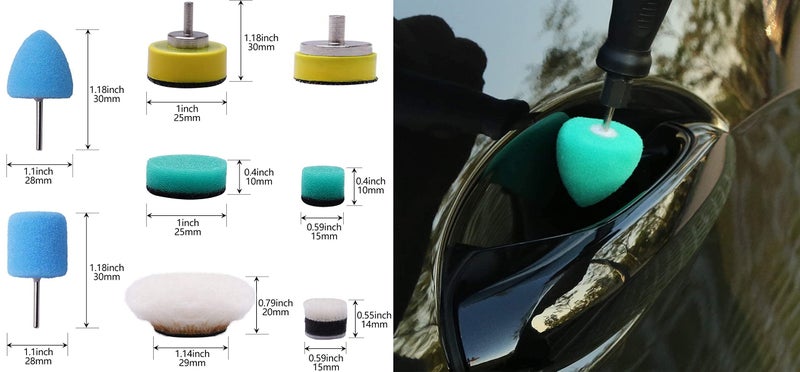 DIY Crafts 2"inch 1xFelt 1xFur Kit, 22 Mini Buffing Polishing Pads Kit Car Detail Polisher for Tight Area Detailing Polishing Waxing Sealing Glaze Car Headlights Door Ha (2"inch 1xFelt 1xFur Kit) - Image 5