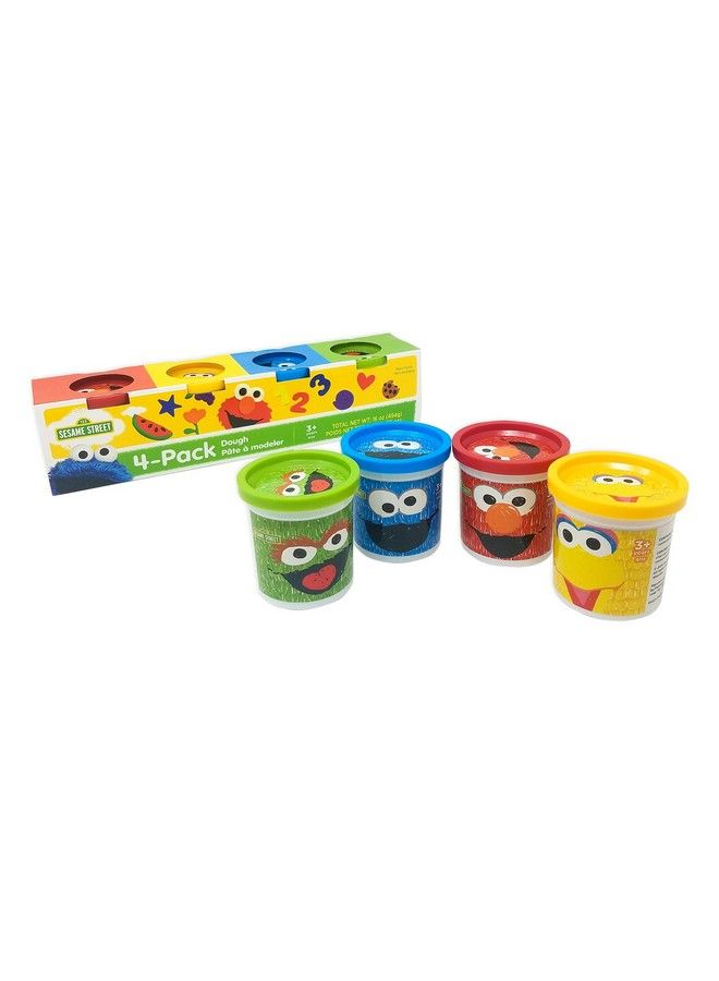 Sesame Street Modeling Play Dough ; 4Pack Of 4Oz Cans ; Assorted Colors And Non Toxic ; Elmo Cookie Monster Big Bird Oscar The Grouch ; For Young Children Ages 3 And Up