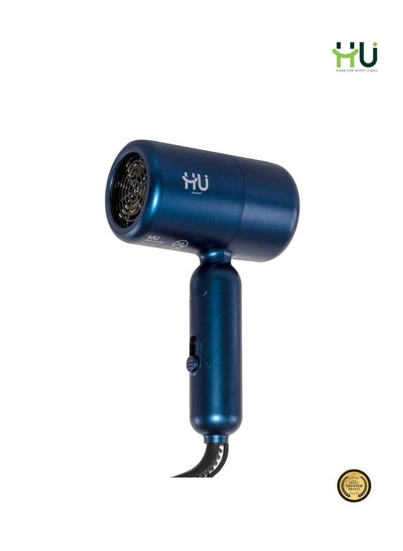 H U Hair Dryer 1200W – Compact Black Hair Dryer with 2 Speeds, Constant Temperature Control, Concentrator Nozzle & Hang Loop, Portable Hair Styling Tool - Image 1