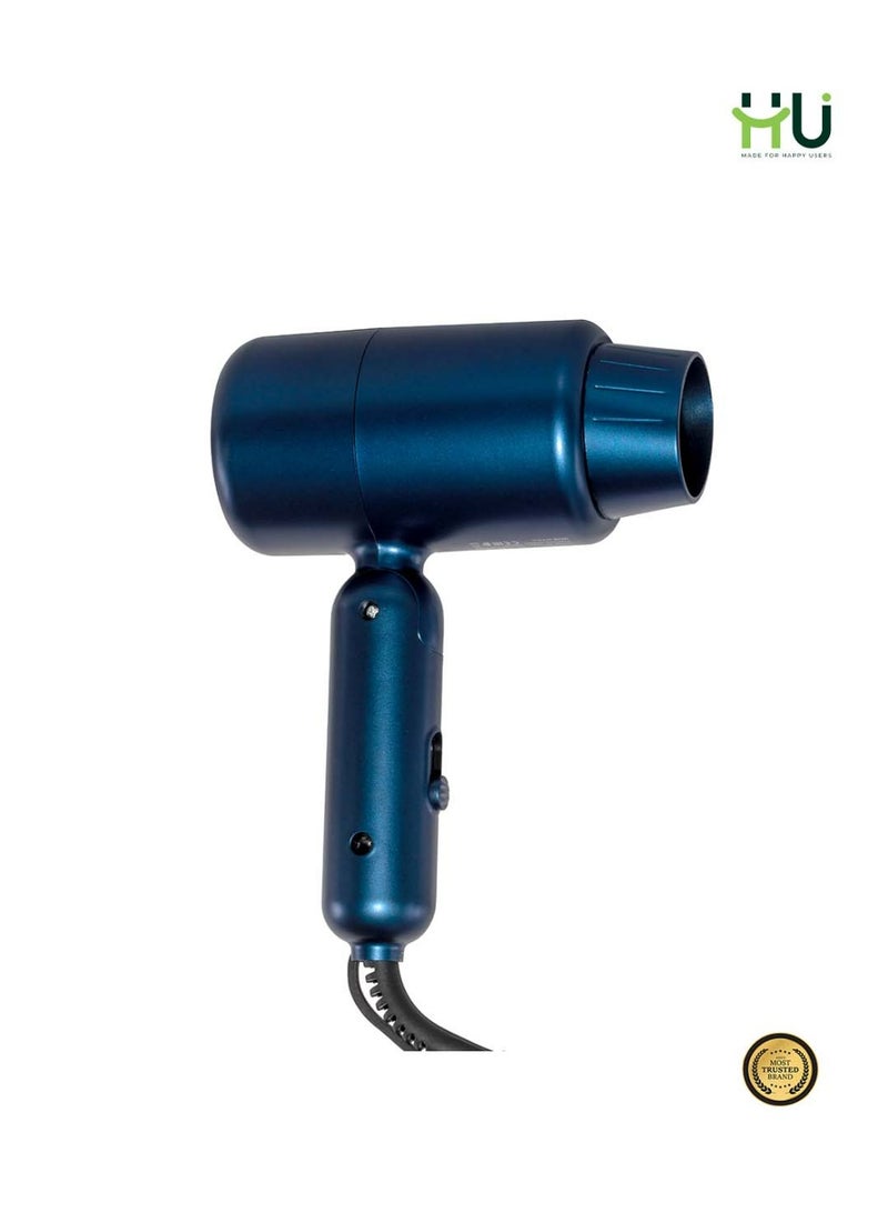 H U Hair Dryer 1200W – Compact Black Hair Dryer with 2 Speeds, Constant Temperature Control, Concentrator Nozzle & Hang Loop, Portable Hair Styling Tool - Image 2