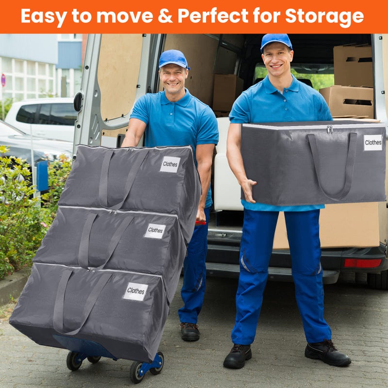 BlissTotes Large Moving Boxes and with Zippers & Handles Moving Supplies with lids, Heavy Duty Totes for Storage Bags for Space Saving, Fold Flat, Moving and Storing 93L, 6 Pack - Image 5