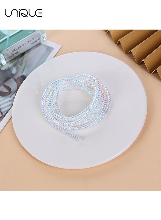 يونيك 1.4m حامي كابل حلزوني ، شواحن كابل حامي كابل البيانات غطاء واقية ، سماعة التوقف ، غطاء واقي للشاحن للهاتف USB منع الحيوانات الأليفة من عض الكابل (أبيض / واضح) - Image 1